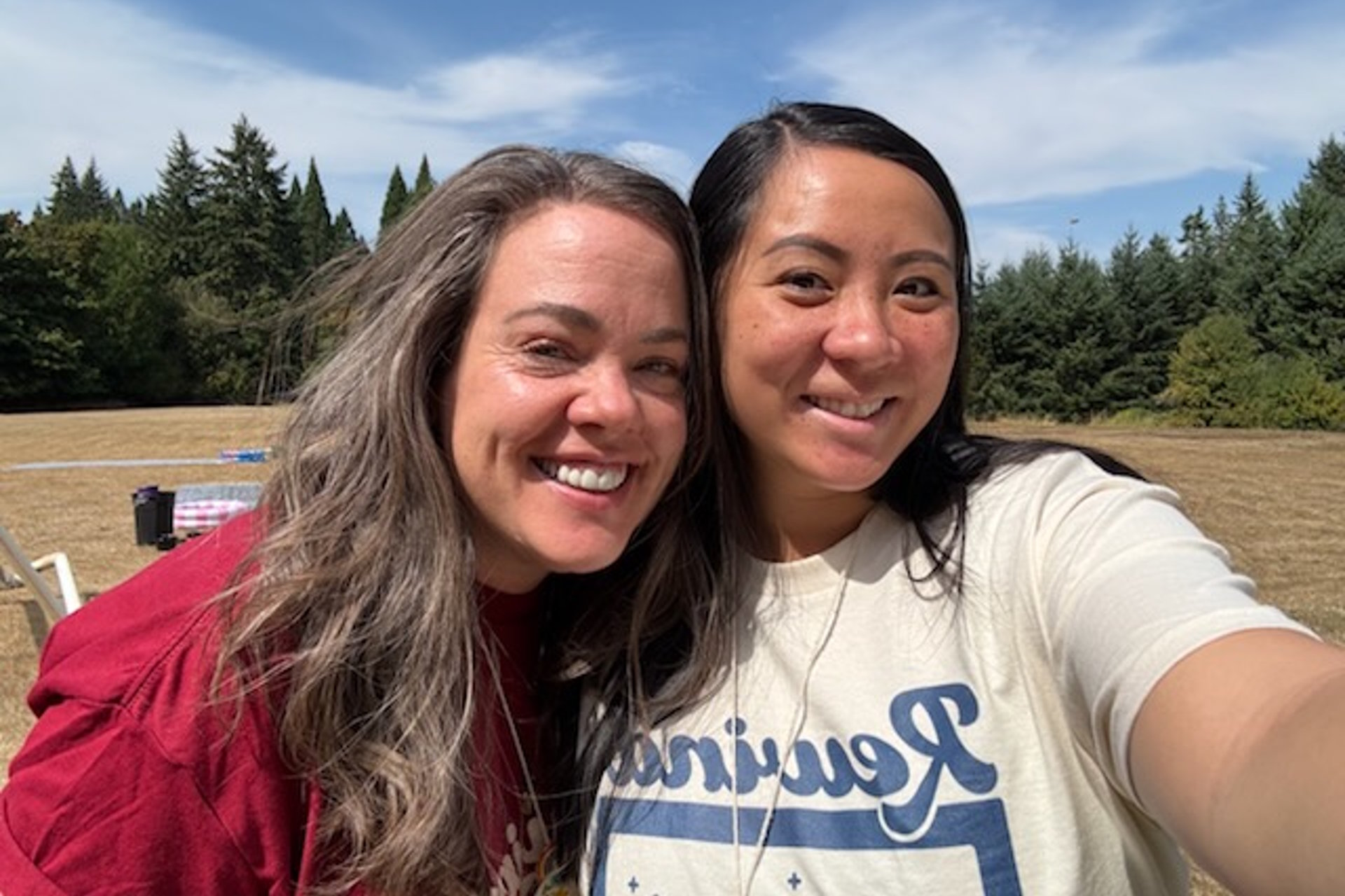 The author and her daughter smiling for a selfie after a discussion about a parenting mistake
