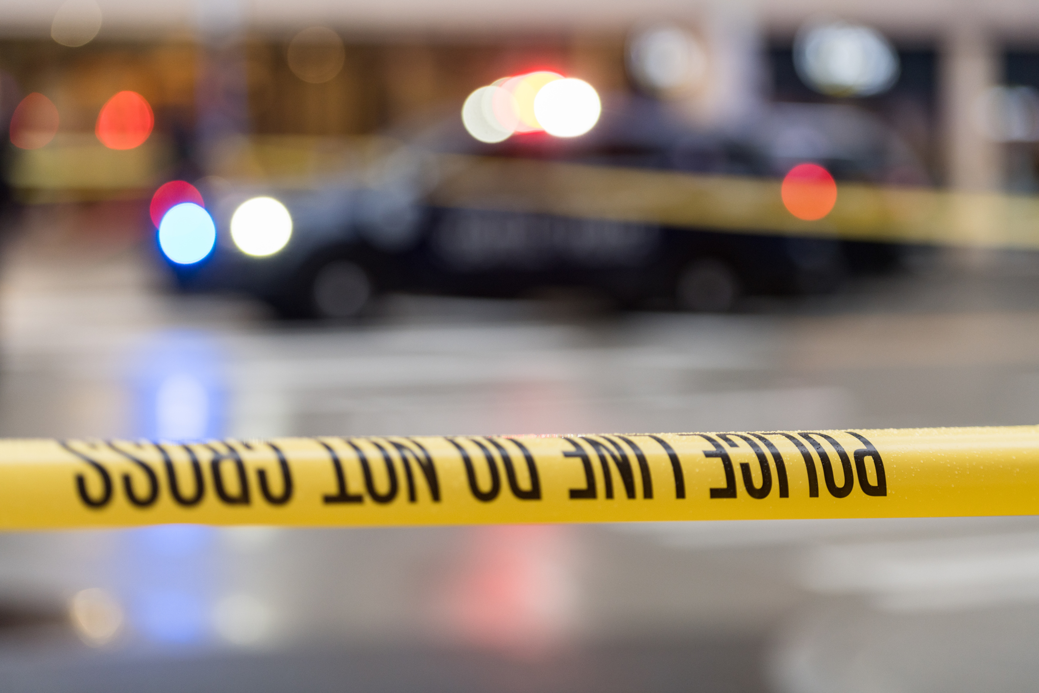 Mass shooting police tape in city