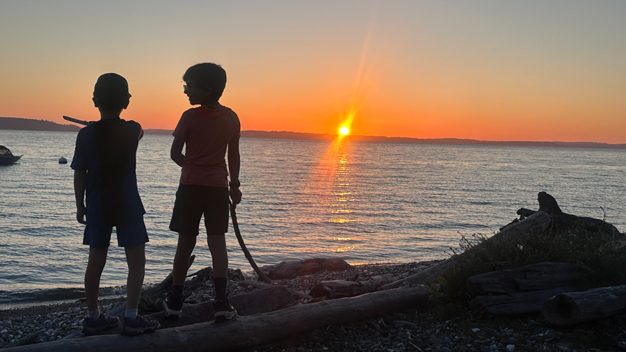 Camano Island sunset view from a vacation rental