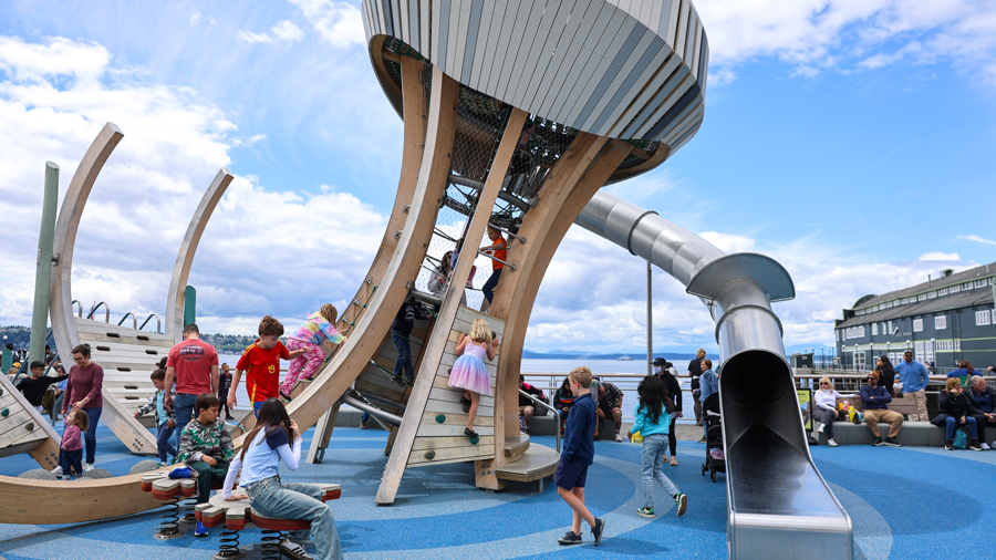 pier 58 playground with kids playing on it