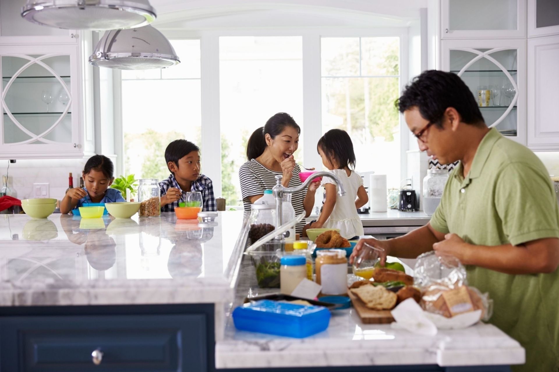 family in kitchen