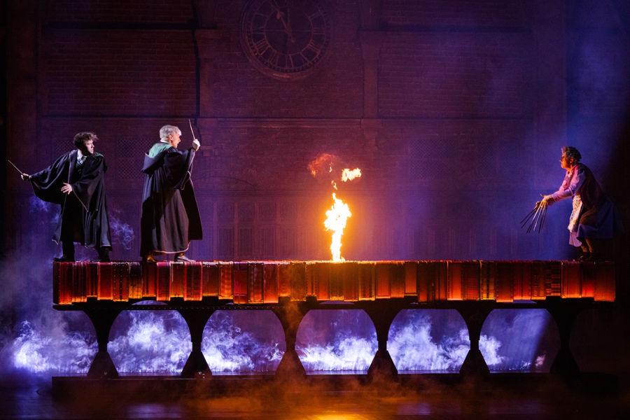 Actors in "Harry Potter and the Cursed child" battling on stage