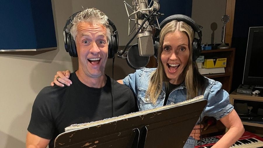the holdernesses recording their podcast