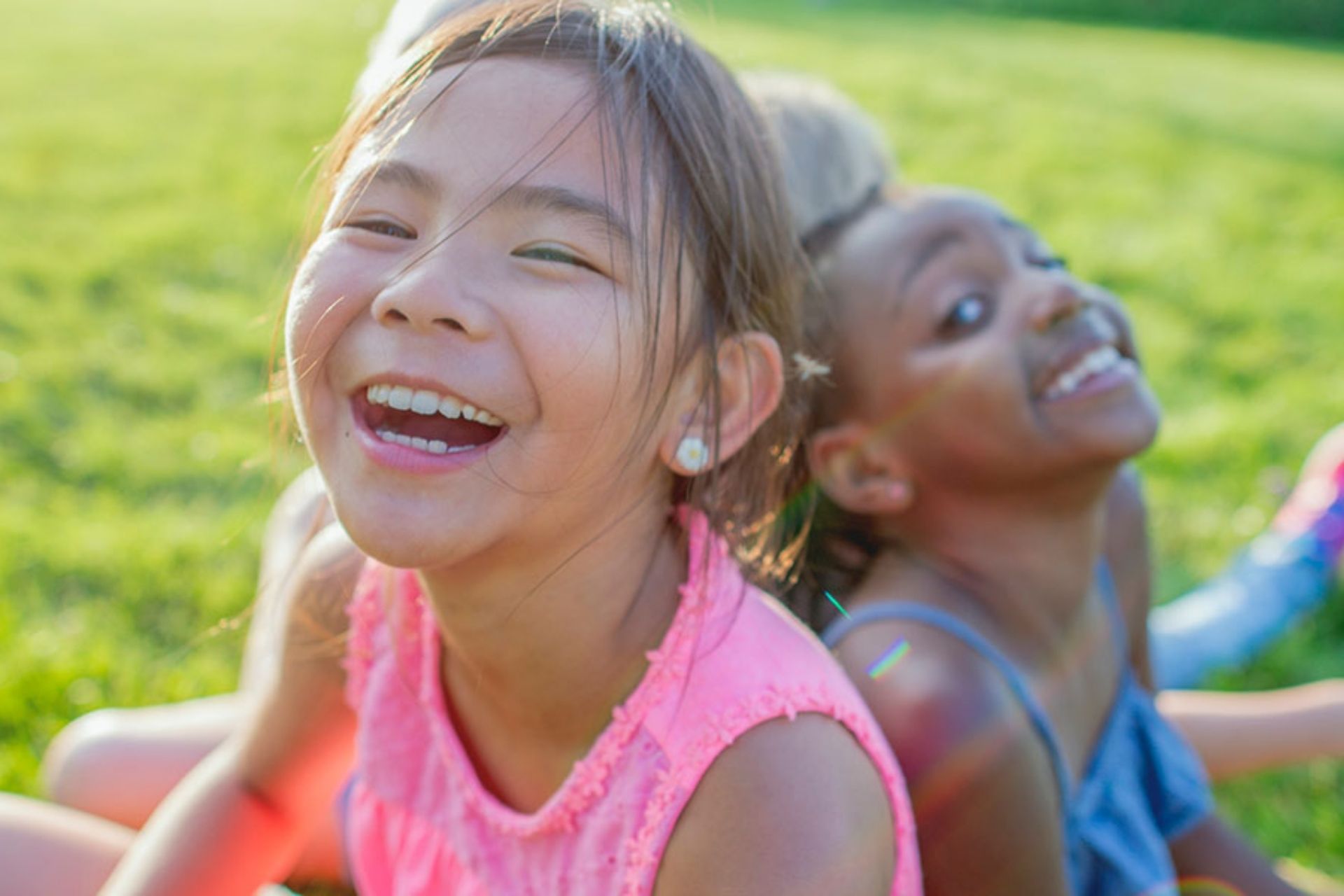 happy kids outdoors in playground
