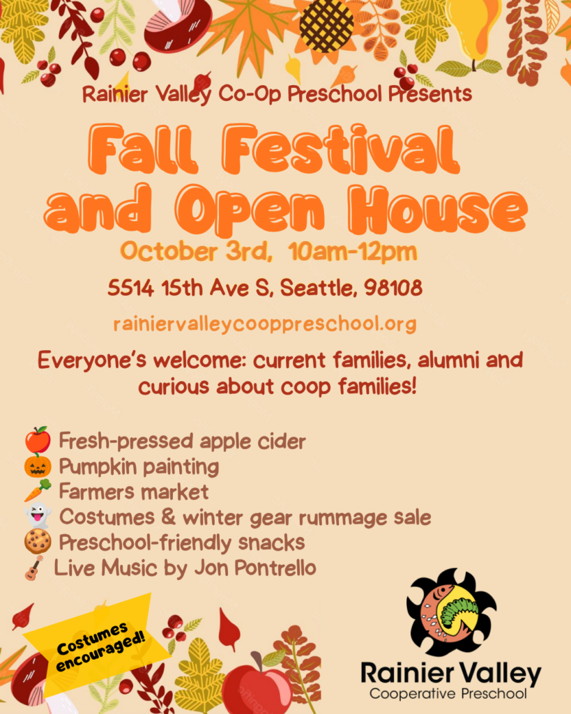 Rainier Valley Co-op Preschool Fall Festival and Open House
