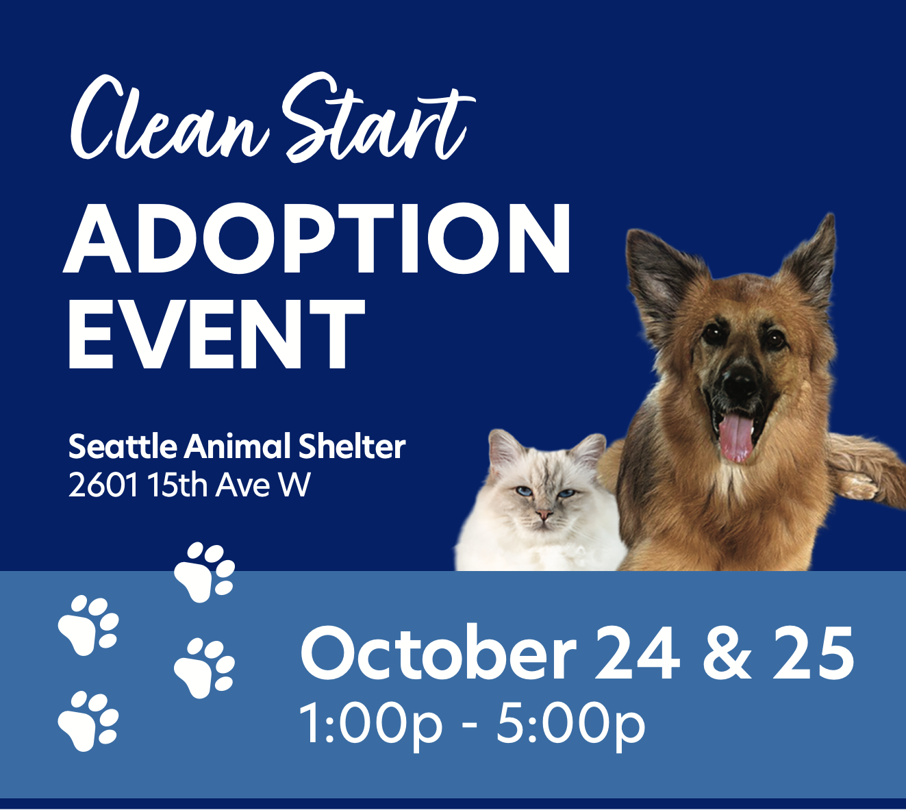 Clean Start Animal Adoption Event | Seattle Family Calendar