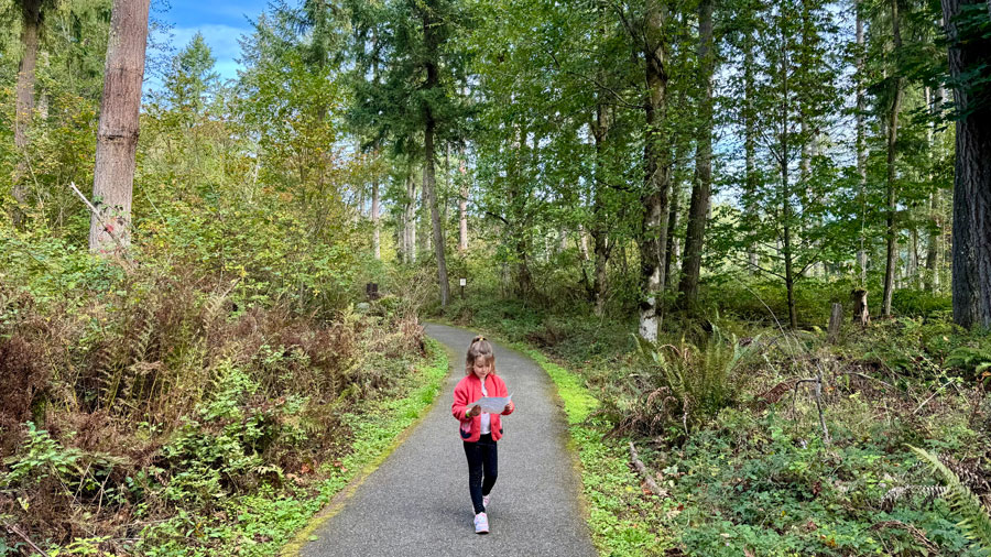 child holding a Dambo troll map at Northwest Trek Wildlife Park in Washington
